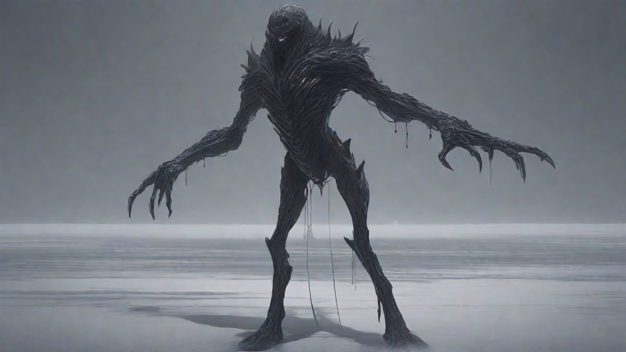 As the void's abyssal silence envelops them, a figure stands at the edge, their footsteps echoing through the void, guided by an unseen power that pushes them towards an otherworldly realm, where eternal rebirth awaits.