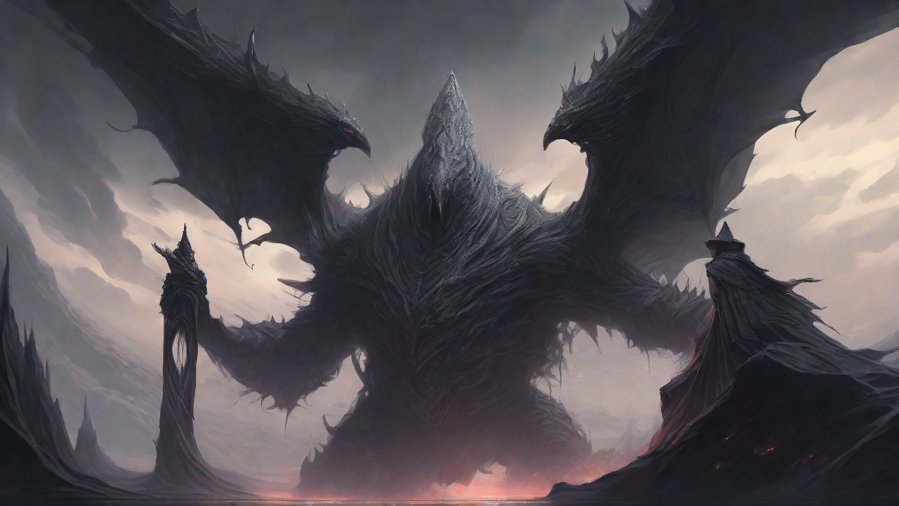 Guided by the void's dark whispers, a lone traveler ventures into the abyss, navigating through a realm of eternal darkness, guided by an unknown force that seeks rebirth and liberation from the void's grasp.
