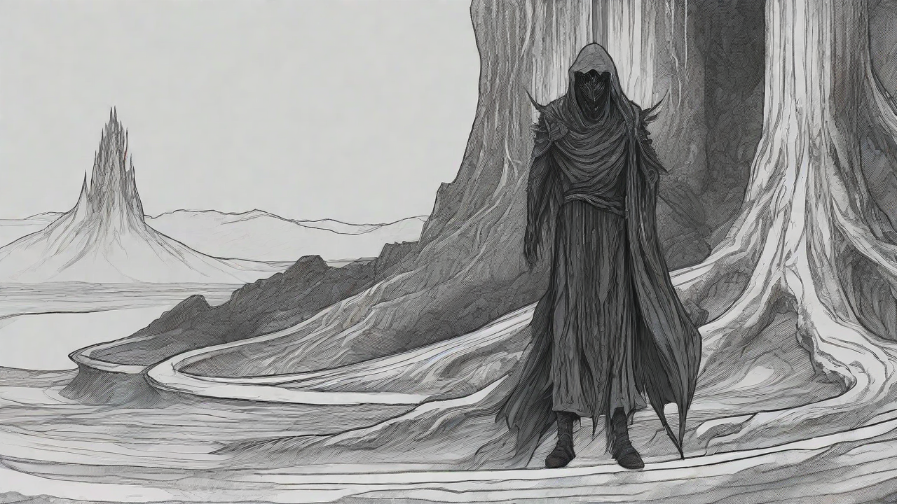 Guided by the void's dark whispers, a lone traveler ventures into the abyss, navigating through a realm of eternal darkness, guided by an unknown force that seeks rebirth and liberation from the void's grasp.