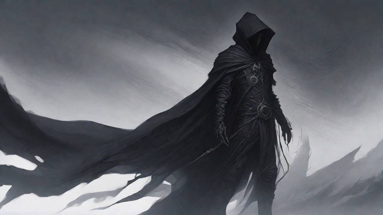 Guided by the void's dark whispers, a lone traveler ventures into the abyss, navigating through a realm of eternal darkness, guided by an unknown force that seeks rebirth and liberation from the void's grasp.
