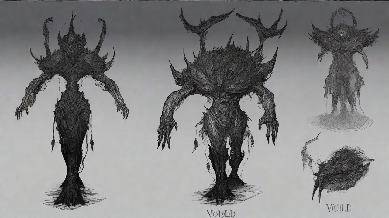 Guided by the void's dark whispers, a lone traveler ventures into the abyss, navigating through a realm of eternal darkness, guided by an unknown force that seeks rebirth and liberation from the void's grasp.