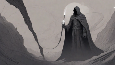 Guided by the void's dark whispers, a lone traveler ventures into the abyss, navigating through a realm of eternal darkness, guided by an unknown force that seeks rebirth and liberation from the void's grasp.