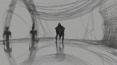 Guided by the void's dark whispers, a lone traveler ventures into the abyss, navigating through a realm of eternal darkness, guided by an unknown force that seeks rebirth and liberation from the void's grasp.