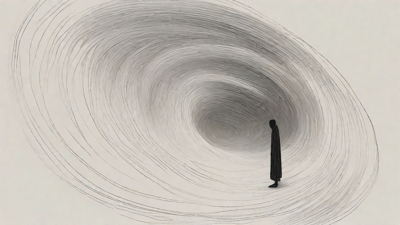 In the depths of a swirling void, a lone figure stands at the precipice, illuminated only by the faint glow of a dying star, as they embark on a perilous journey through the abyss towards an unknown destination.