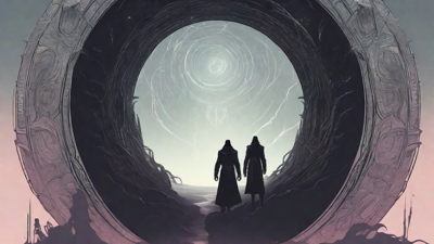 Guided by the void's dark whispers, a lone traveler ventures into the abyss, navigating through a realm of eternal darkness, guided by an unknown force that seeks rebirth and liberation from the void's grasp.