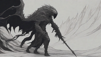 Guided by the void's dark whispers, a lone traveler ventures into the abyss, navigating through a realm of eternal darkness, guided by an unknown force that seeks rebirth and liberation from the void's grasp.