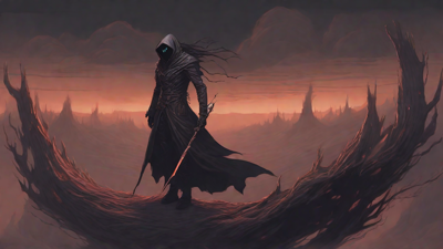 Guided by the void's dark whispers, a lone traveler ventures into the abyss, navigating through a realm of eternal darkness, guided by an unknown force that seeks rebirth and liberation from the void's grasp.