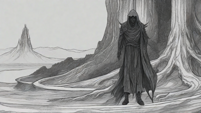 Guided by the void's dark whispers, a lone traveler ventures into the abyss, navigating through a realm of eternal darkness, guided by an unknown force that seeks rebirth and liberation from the void's grasp.