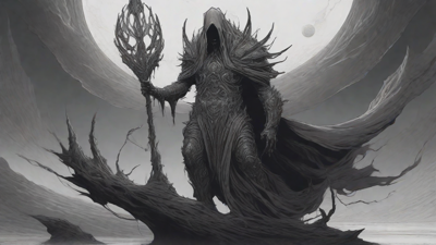 Guided by the void's dark whispers, a lone traveler ventures into the abyss, navigating through a realm of eternal darkness, guided by an unknown force that seeks rebirth and liberation from the void's grasp.