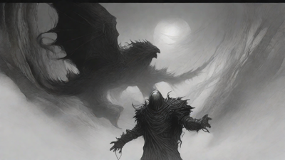 Guided by the void's dark whispers, a lone traveler ventures into the abyss, navigating through a realm of eternal darkness, guided by an unknown force that seeks rebirth and liberation from the void's grasp.