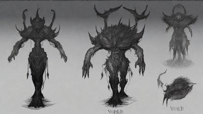 Guided by the void's dark whispers, a lone traveler ventures into the abyss, navigating through a realm of eternal darkness, guided by an unknown force that seeks rebirth and liberation from the void's grasp.