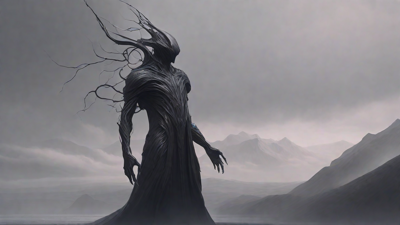 As the void's abyssal silence envelops them, a figure stands at the edge, their footsteps echoing through the void, guided by an unseen power that pushes them towards an otherworldly realm, where eternal rebirth awaits.