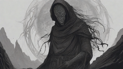 Guided by the void's dark whispers, a lone traveler ventures into the abyss, navigating through a realm of eternal darkness, guided by an unknown force that seeks rebirth and liberation from the void's grasp.