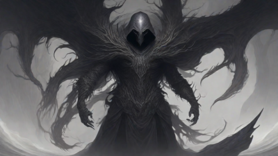 Guided by the void's dark whispers, a lone traveler ventures into the abyss, navigating through a realm of eternal darkness, guided by an unknown force that seeks rebirth and liberation from the void's grasp.